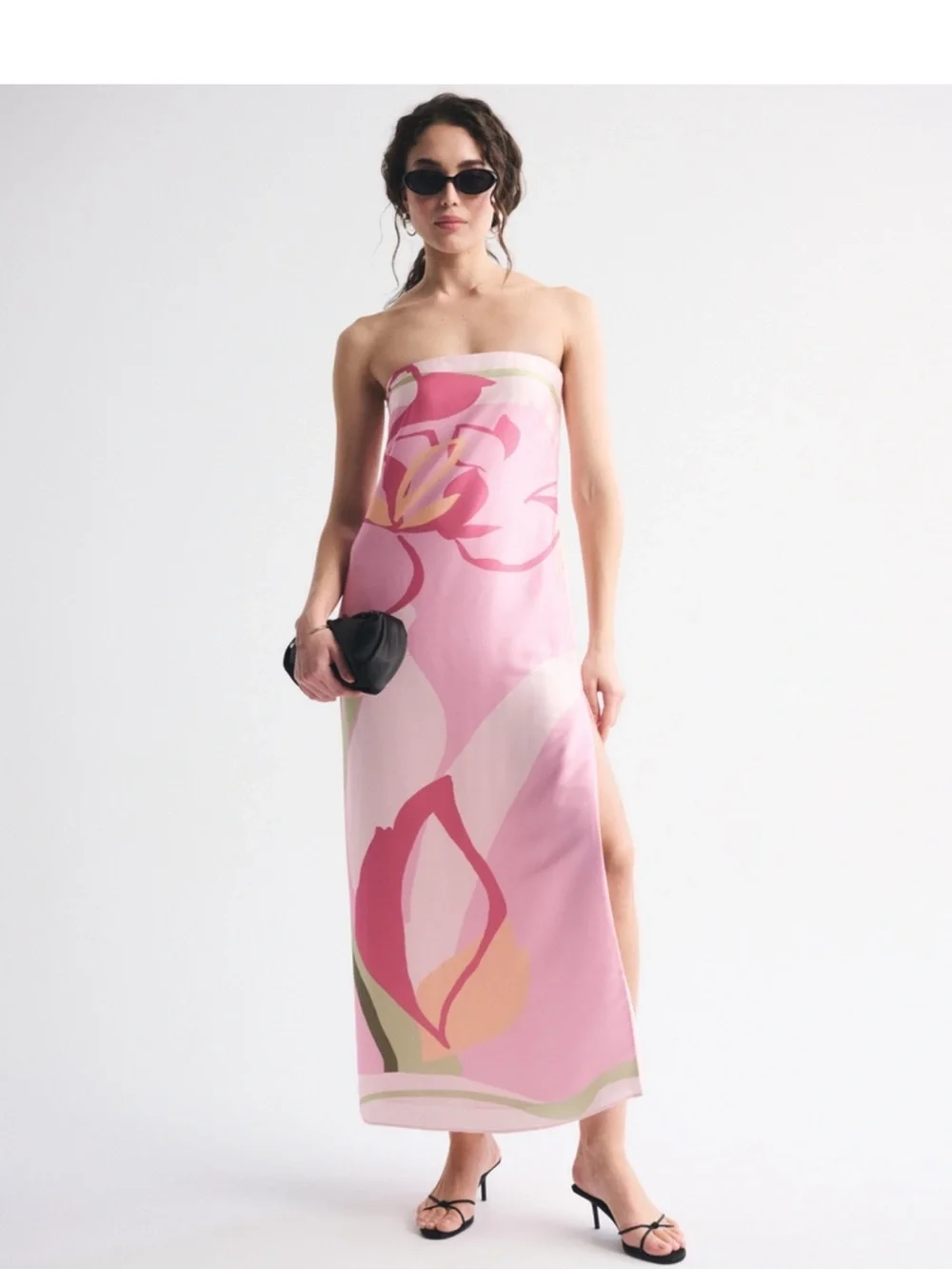 A&F Julia Strapless Pink Floral Maxi Dress size Small NWT
